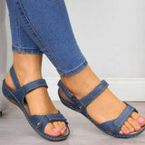 Women Open Toe Sandals Flats Summer Fashion Casual Ankle-Strap Buckle Sandals
