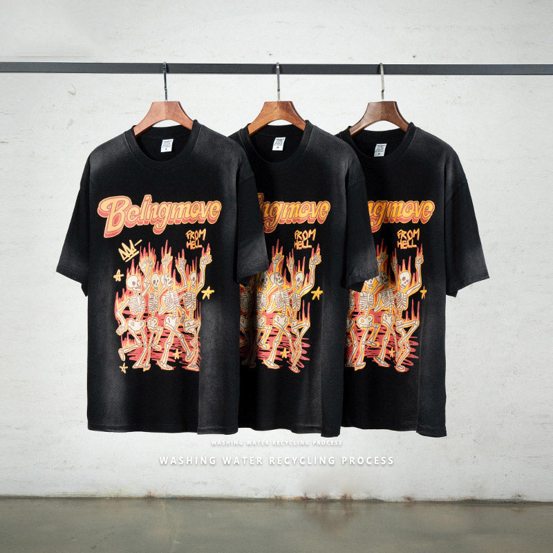 Preppy Aesthetic T Shirt Men's Summer Vintage Print Short Sleeve