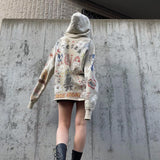 Saint Michael Hoodie Kapok Graffiti Printing Distressed Hoodie Loose Fashion