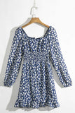 Milkmaid Dress Ruffled Retro Square Collar Puff Sleeve Blue Polka Dots Corset Dress