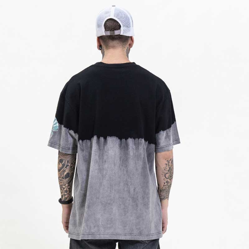 Oversized 90S T Shirt Spring/Summer Washed and Frayed Distressed Tie-Dyed Color Matching Rock Short Sleeve T-shirt for Men and Women