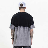 Oversized 90S T Shirt Spring/Summer Washed and Frayed Distressed Tie-Dyed Color Matching Rock Short Sleeve T-shirt for Men and Women