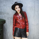 Women PU Leather Jacket Biker Motorcycle Coat Leather Coat Women's Belt PU Leather Jacket Jacket