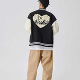 Green Varsity Jacket Autumn PU Leather Stitching Woolen Embroidery Baseball Collar Jacket Coat for Men