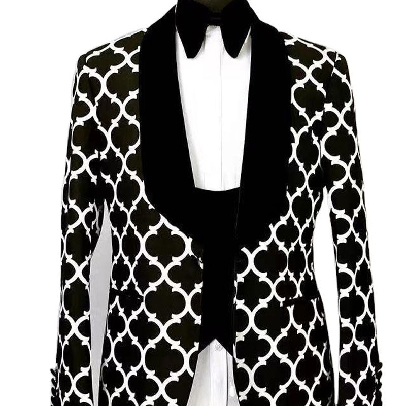 Bohemian Chic Wedding Guest Men Attire Color Matching Single Buckle Leisure Suit