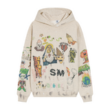 Saint Michael Hoodie Simpson Cartoon Vintage Graffiti Distressed Hooded Sweater Loose