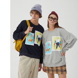 Preppy Aesthetic Sweatshirt Loose Pullover Sweatershirt Men's round Neck Autumn
