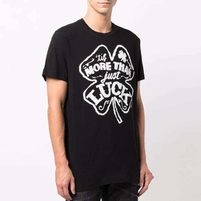 Dsq2 T Shirt Four-Leaf Clover Frame Printed Short-Sleeved T-shirt round Neck