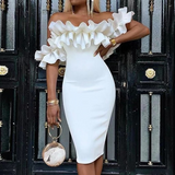 Hot Women in Tight Dresses Women's Slim-Fit Sexy Lotus Leaf Dress