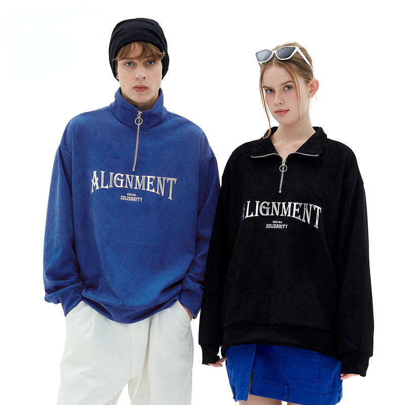Preppy Aesthetic Sweatshirt Spring Leisure Half Zipper and Lapel