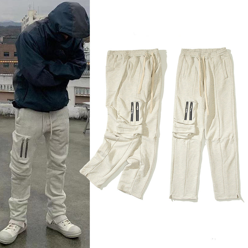 Kanye West Sunday Service Pant Stitching Zipper Dungarees Terry Trousers Couple