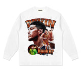 Devin Booker Shirt Devin Booker Printed Long-Sleeved T-shirt Distressed Cotton round Neck