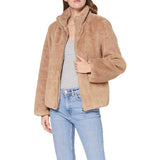 Women Winter Coats Jacket Long-Sleeved Stand Collar Fashion Artificial Fur Solid Color Loose Style