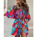 Nina Parker Graffiti Dress Batwing Sleeve Irregular Hem Dress