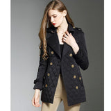 Slim Fit Tied Double Breasted Diamond Lattice Long Cotton Coat Coat