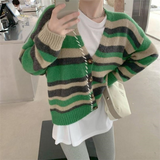 Preppy Aesthetic Sweater Spring and Autumn Vintage Stripe Loose Sweaters