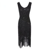 1920s Dress Vintage Sequined Tassel Dress Beaded Tassel Dress