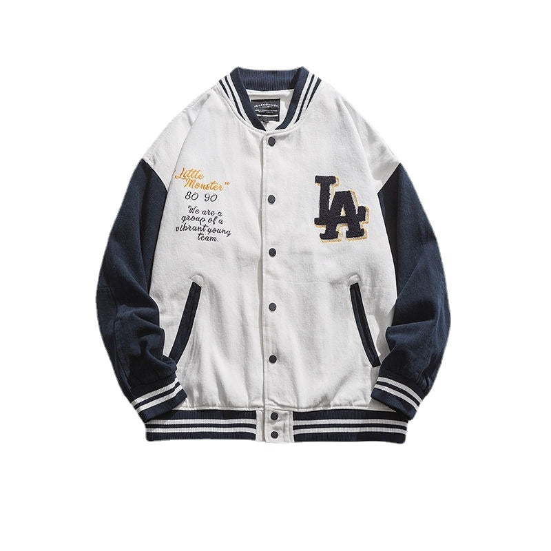 Cream Color Varsity Jacket Baseball Uniform