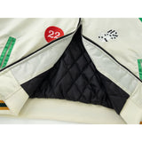 Rhude Hoodie Applique Embroidered Bomber Jacket for Men and Women Same Style Zipper Cardigan Outerwear