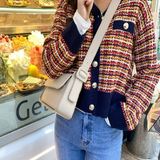 Preppy Aesthetic Sweater Autumn and Winter Knitting Cropped Sweater