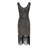 1920s Dress Vintage Sequined Tassel Dress Beaded Tassel Dress