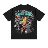 LeBron James Shirt LeBron James Printed Short-Sleeved T-shirt Small Neckline Heavy Vintage