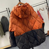 Women Winter Coat Puffer Jacket Down Coat Winter Hooded Rhombus Plaid Loose Female White Duck Down Jacket