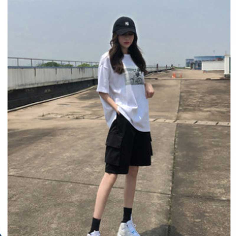 Women's Cargo Shorts Workwear Shorts Women's Summer Loose Straight Bermuda Shorts