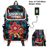 Stranger Things Backpack Printed Backpack USB Charging Schoolbag Computer Bag