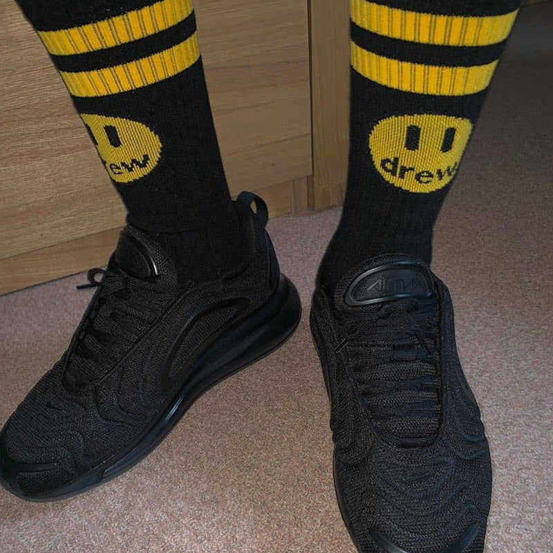 Drew House Drew Smiley Face Long Socks Fashion Brand Men and Women Couple Casual Cotton Mid-Calf Length Socks