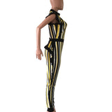 Women Striped Catsuit Jumpsuit Autumn Fashion Jumpsuit
