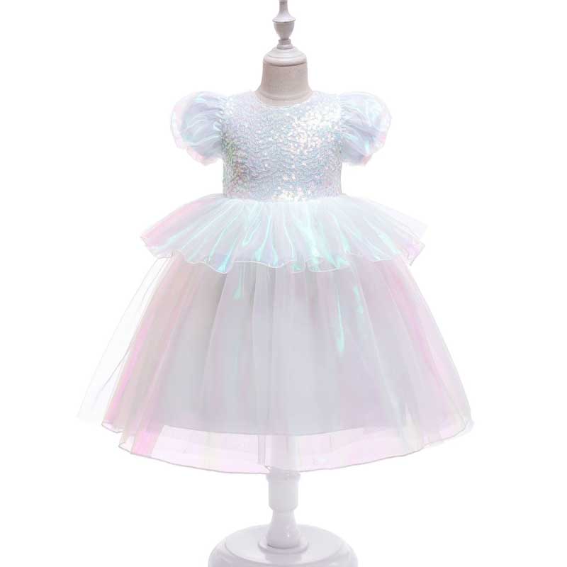 Toddler Girls Sequin Gown Dress Mermaid Colorful Sequined Princess Dress Summer Dress Sequined Embroidered Children's Gauze Dress