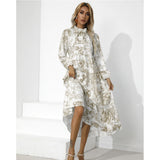Nina Parker Graffiti Dress Retro Loose Long Sleeve Dress