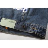 Arrow Denim Jacket Jean Coat Letter Arrow Washed Distressed Jacket Ow Men's and Women's Denim Jacket Owt