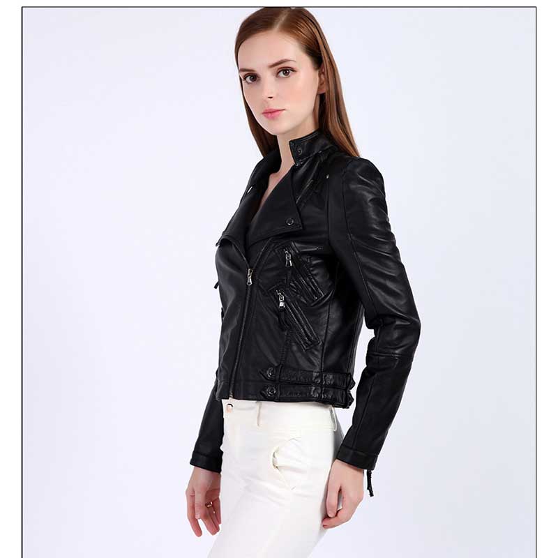 Leather Biker Coat Golden Leather Jacket Women Pu Jackets Autumn Short Coat Black Jacket Motorcycle