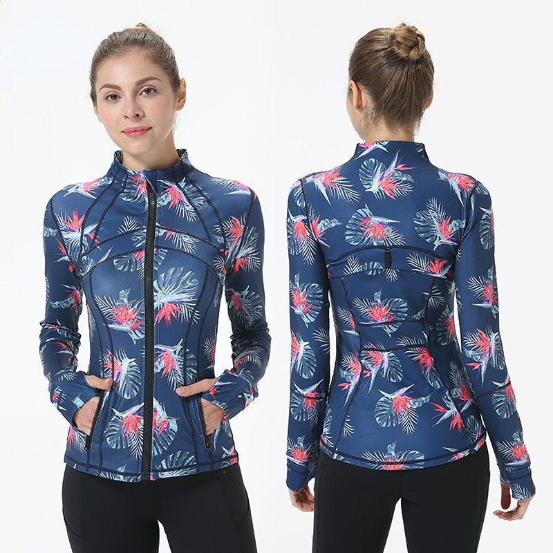 BBL Jacket Yoga Jacket Women's Skinny Print Jacket Top Zipper