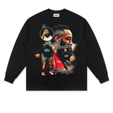 James Harden Shirt Harden Basketball Star Print Distressed Long Sleeve T-shirt Pure Cotton