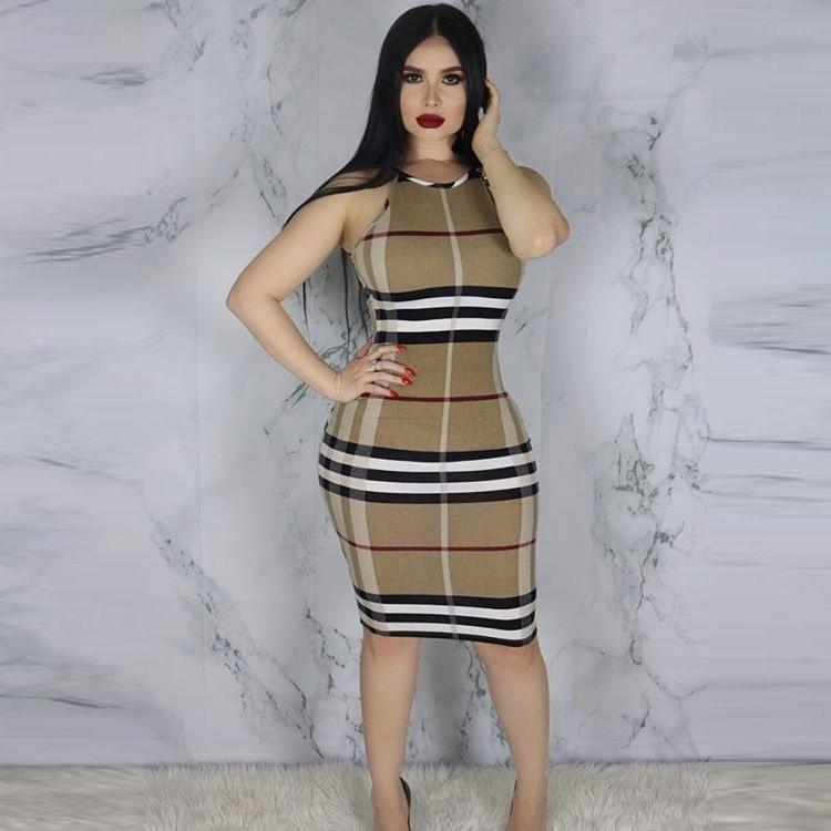 Plaid Sexy Tight Bodycon Dress
