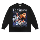 Paul George Shirt Paul George Printed Long-Sleeved T-shirt Loose Heavy Distressed Vintage