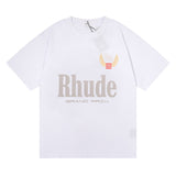 Rhude T Shirt Eagle Print Hip Hop Men's and Women's Same Loose Casual