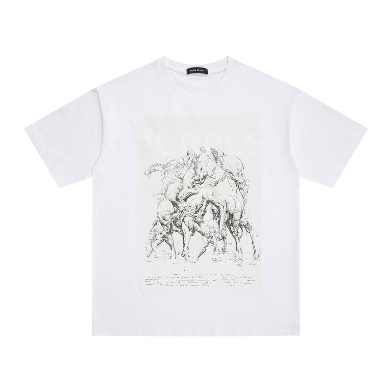 Purple Brand T Shirts Spring/Summer Abstract Printing Men's and Women's Loose Casual Short-Sleeved T-shirt