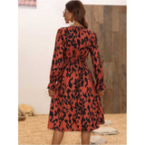 Nina Parker Graffiti Dress Printed Waist-Controlled Long Sleeve Dress