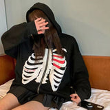 Skeleton Varsity Jacket Sweater Bone Zipper Fleece Clothes