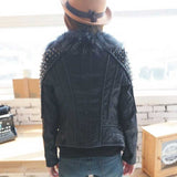 Leather Biker Coat Golden Leather Jacket Women Pu Jackets Punk Rivet Coat Fashion Leather Coat