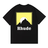 Rhude T Shirt Snow Mountain Print Hip Hop Men and Women