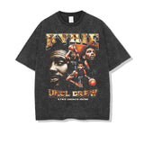 Kyrie Irving Shirt Kyrie Irving Printed Short-Sleeved T-shirt Small Neckline Vintage Distressed Sports