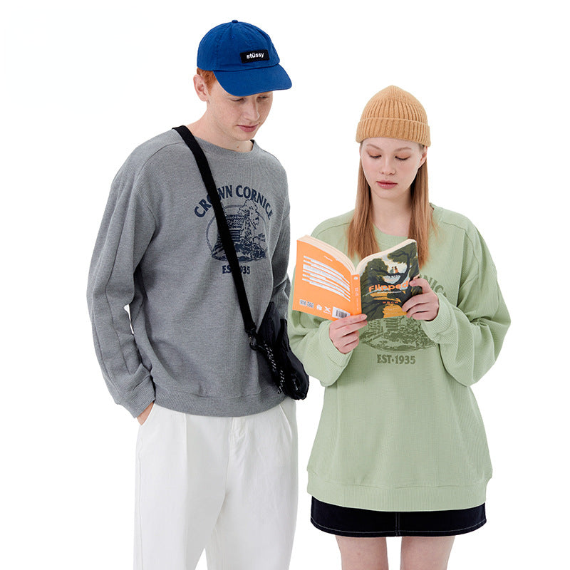 Preppy Aesthetic Sweatshirt round Neck Pullover Loose Men's Spring