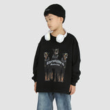 Kids Present Thoroughbred Doberman Dog Print Hoodie Loose Crew Neck Top Boys and Girls