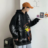 Grafitti Sweatshirts Autumn and Winter Sweater Men's Hooded Printing Stylish Coat