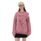 Preppy Aesthetic Sweatshirt Couple Sweater Bear round Neck Top for Men